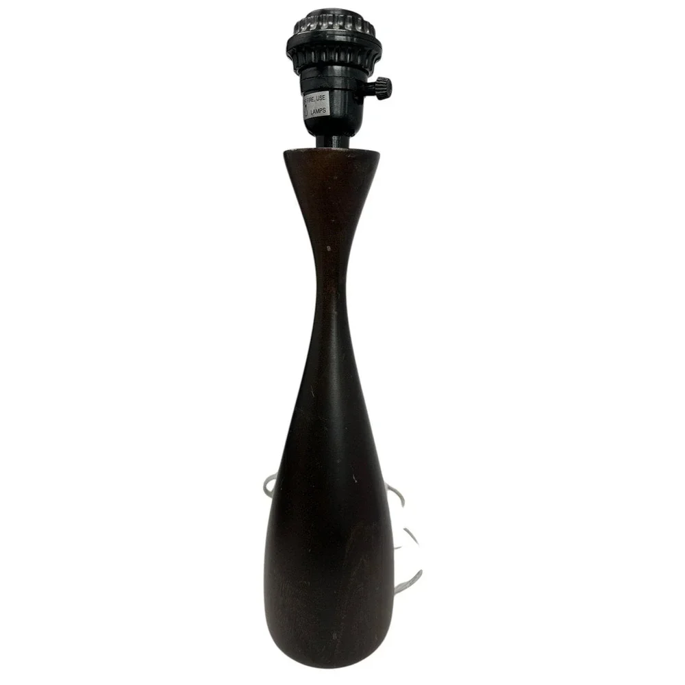 Vintage Ikea Lans Dark Wooden Table Lamp Scandinavian Design MCM Style RARE